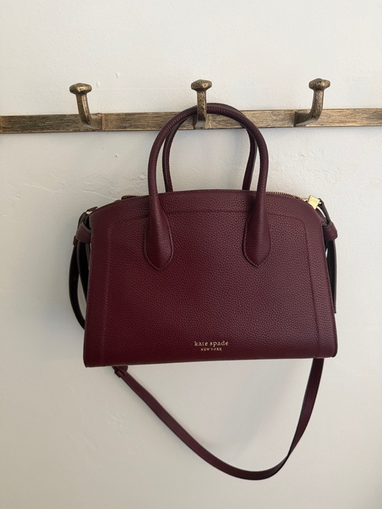 kate spade Handbags - kate spade Burgundy Pebbled Leather Satchel with Crossbody Strap